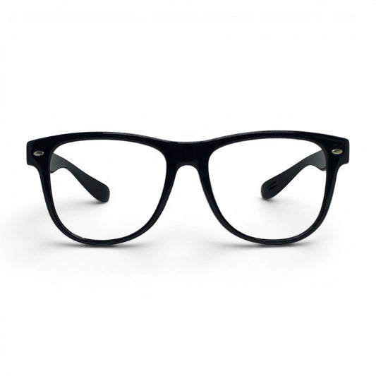 FaceFit 0919 square ultem plastic prescription eyeglasses in black, front view