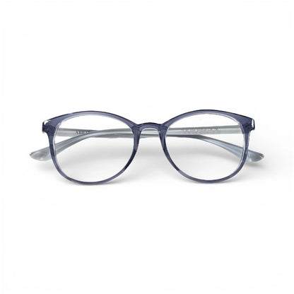 Frozen 654 oval TR90 plastic prescription eyeglasses, folded view of transparent frame