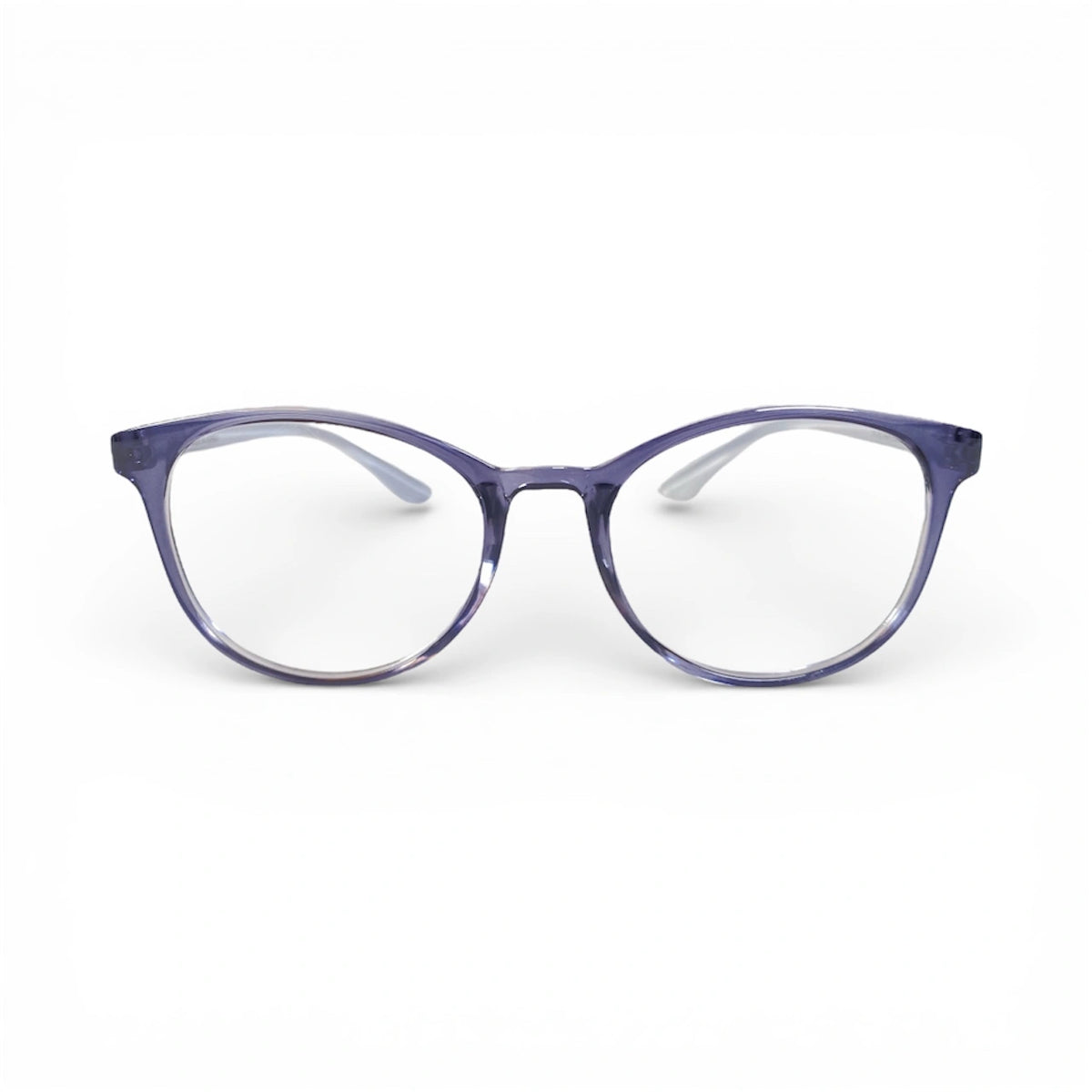 Frozen 654 oval TR90 plastic prescription eyeglasses in transparent navy, front view 