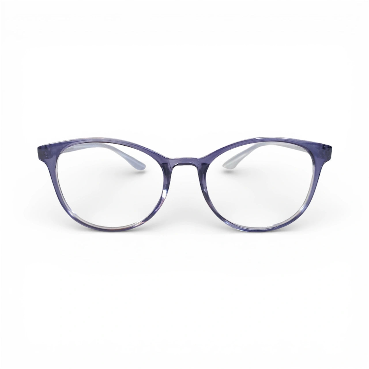 Frozen 654 oval TR90 plastic prescription eyeglasses in transparent navy, front view 