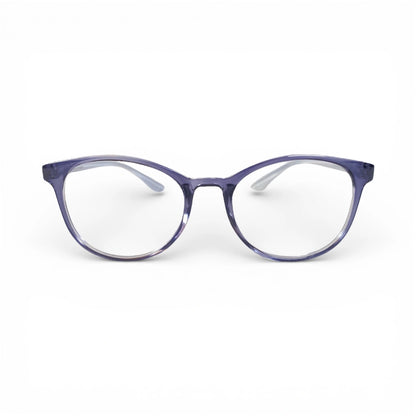 Frozen 654 oval TR90 plastic prescription eyeglasses in transparent navy, front view 