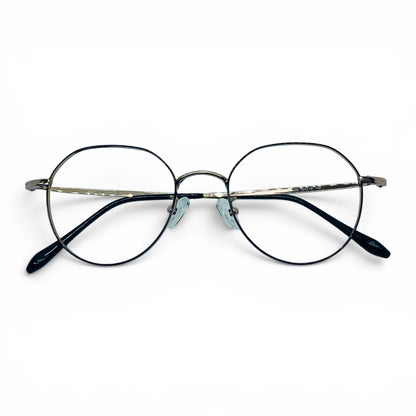 Gold titanium panto glasses with beta titanium frame, detail view