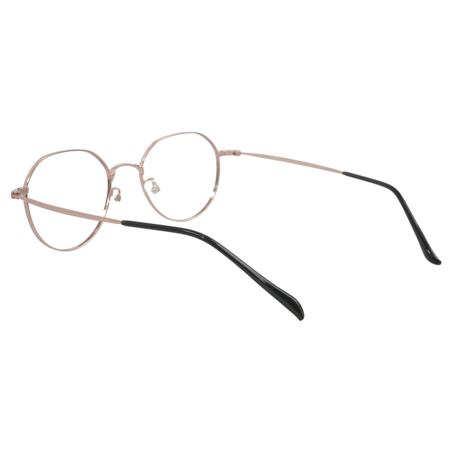 Gangnam 103 panto round titanium prescription eyeglasses, rear view showing pressure free temple tips