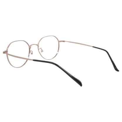 Gangnam 103 panto round titanium prescription eyeglasses, rear view showing pressure free temple tips