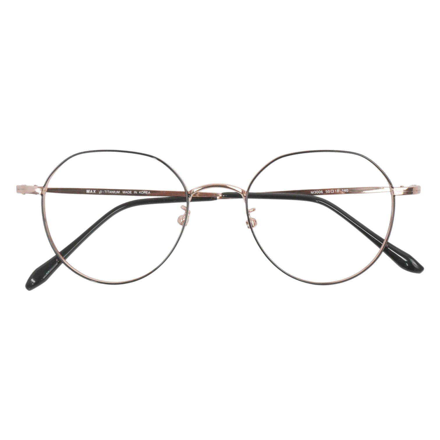 Gangnam 103 panto round titanium prescription eyeglasses, folded view of slim frame