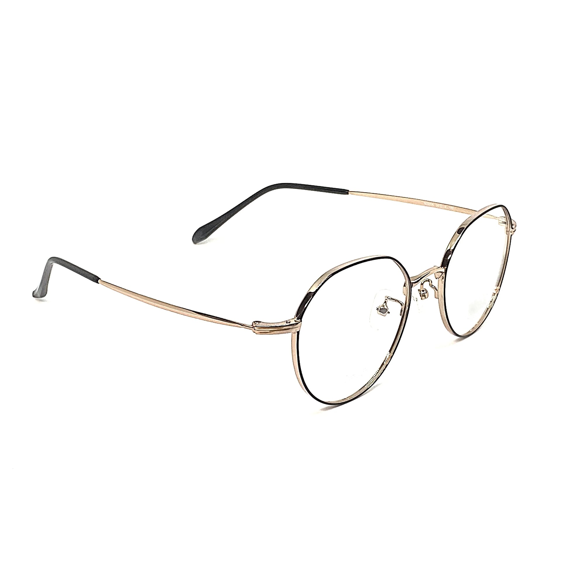 Gold titanium panto glasses with beta titanium frame, angle view