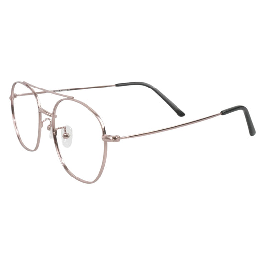 Golden 7028 aviator stainless steel prescription eyeglasses, side view with S-shaped nose pad arms