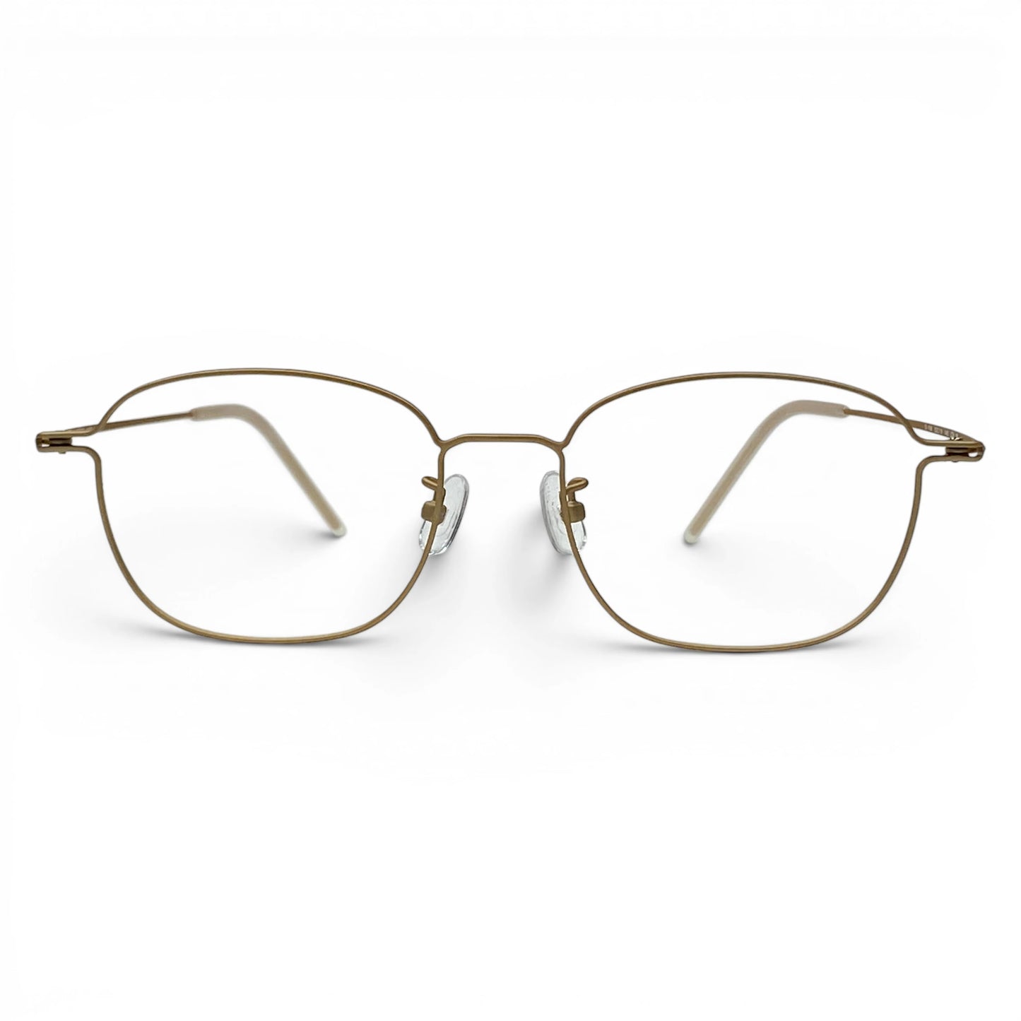 Goong 106 square titanium prescription eyeglasses in matte gold, front view
