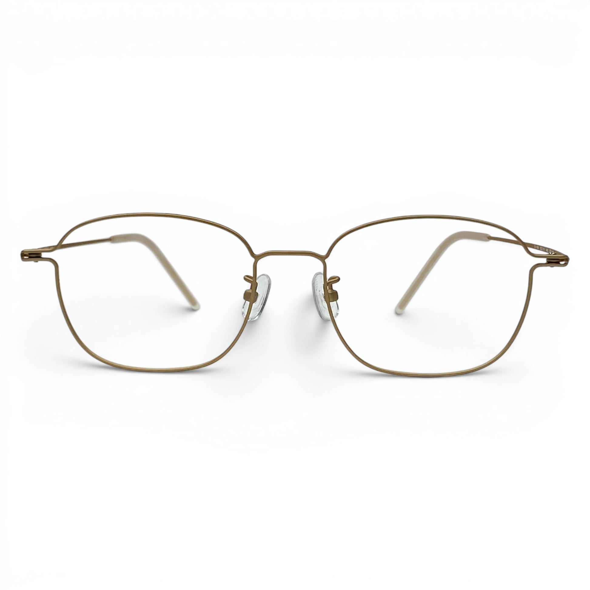 Goong 106 square titanium prescription eyeglasses in matte gold, front view