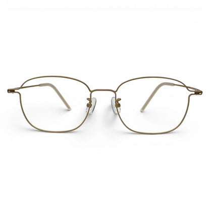 Goong 106 square titanium prescription eyeglasses in matte gold, front view