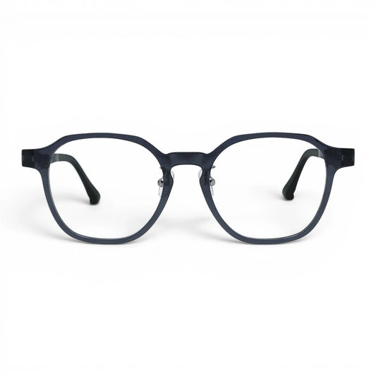 Halla 1015 panto ultem plastic prescription eyeglasses in transparent navy, front view
