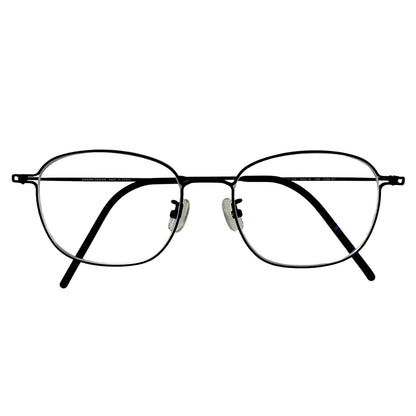 Hankang 106 square titanium prescription eyeglasses, folded view of slim frame