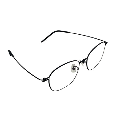 Hankang 106 square titanium prescription eyeglasses, side view with adjustable nose pads