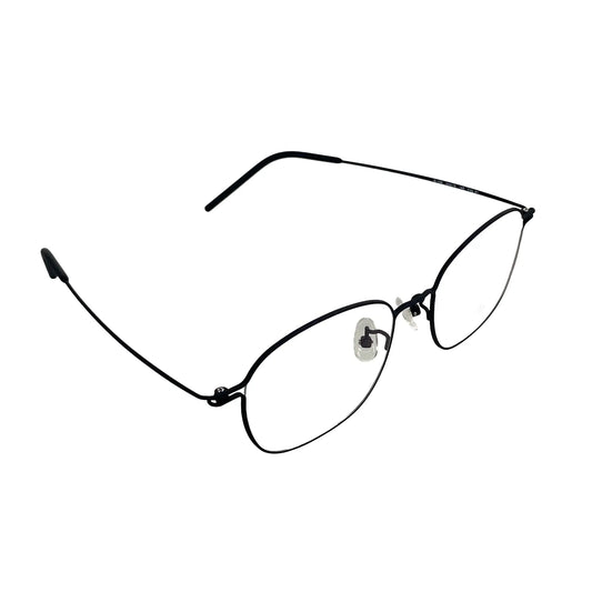 Hankang 106 square titanium prescription eyeglasses, side view with adjustable nose pads