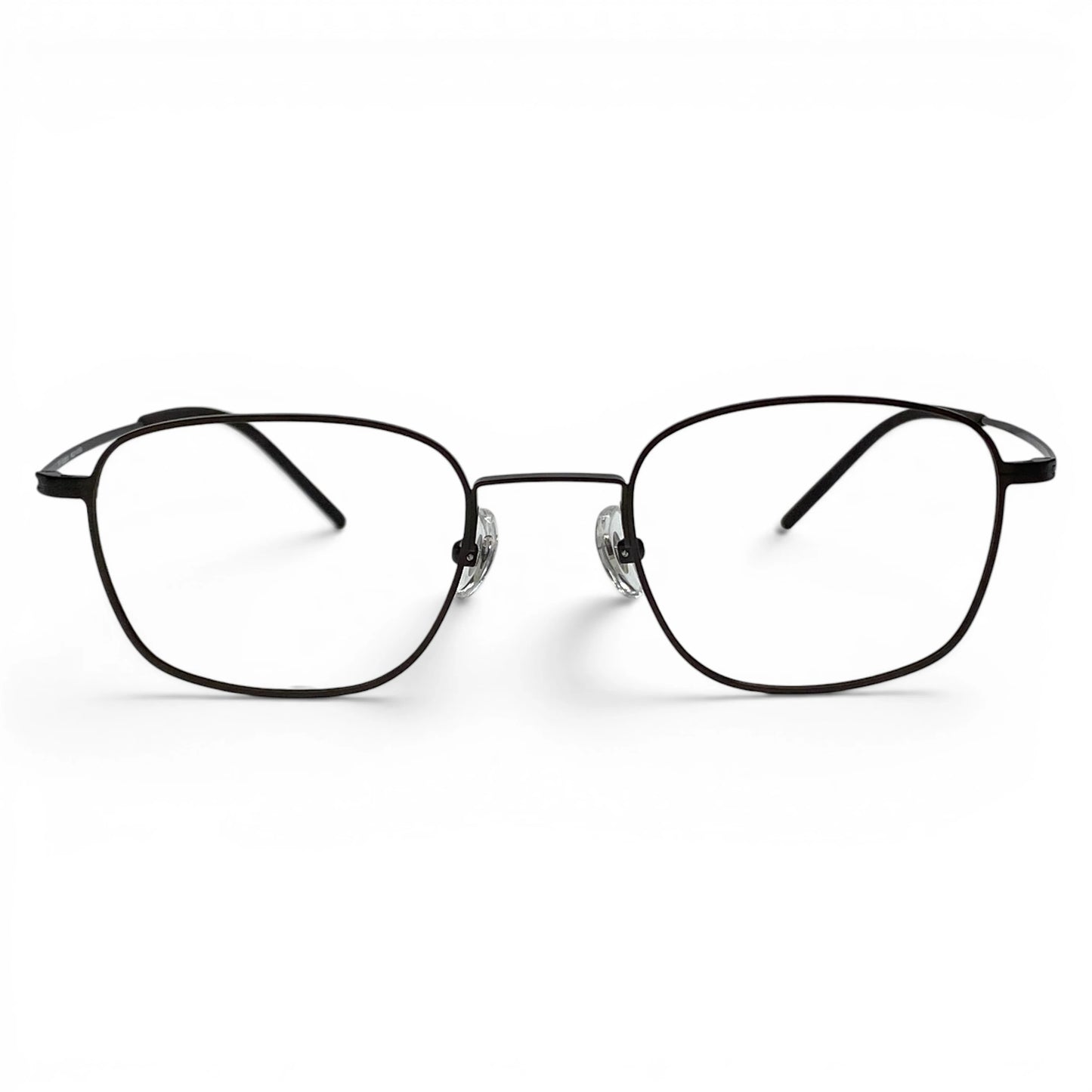 Hanok 104 square titanium prescription eyeglasses in charcoal brown, front view