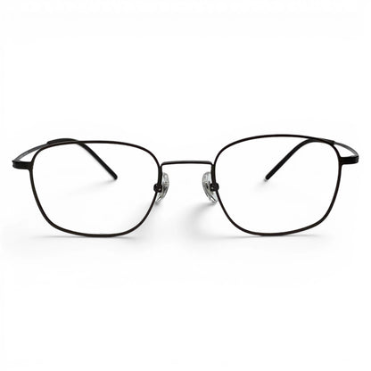 Hanok 104 square titanium prescription eyeglasses in charcoal brown, front view