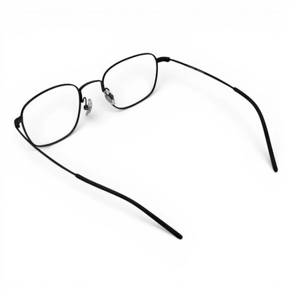 Hanok 104 square titanium prescription eyeglasses, back view with nonslip temple tips
