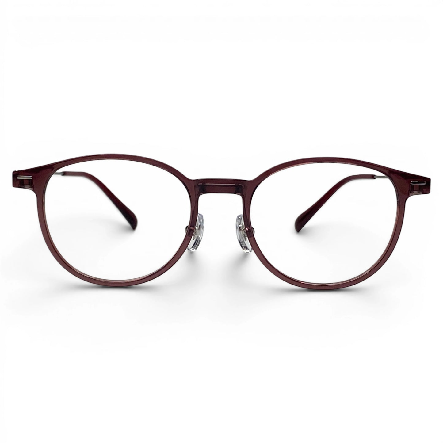 Hyung 1602 round titanium ultem prescription eyeglasses in brown, front view