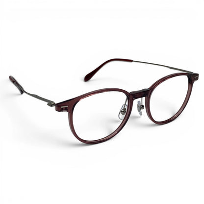 Hyung 1602 round titanium ultem prescription eyeglasses, close-up of hinge detail