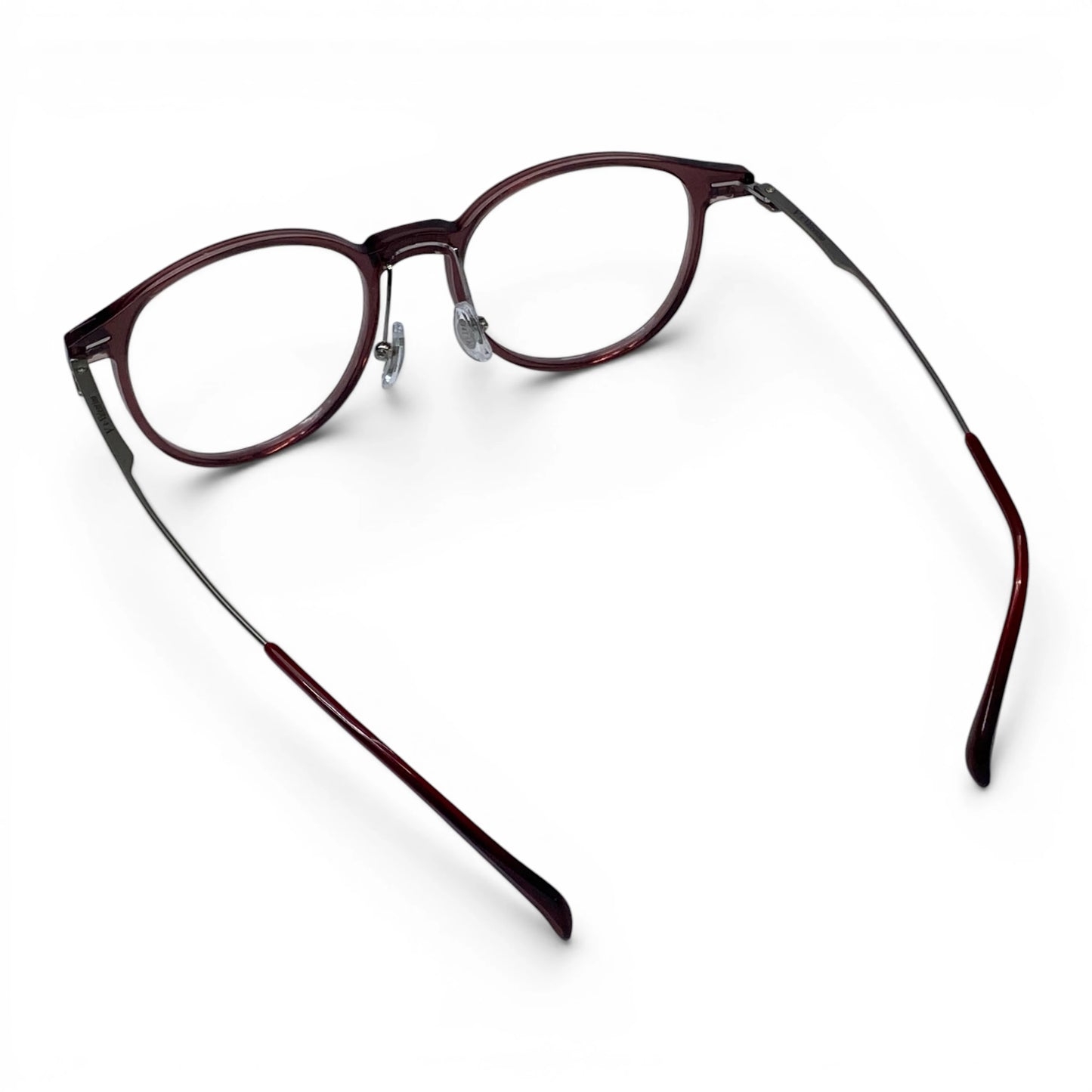 Hyung 1602 round titanium ultem prescription eyeglasses, back view with temple tips