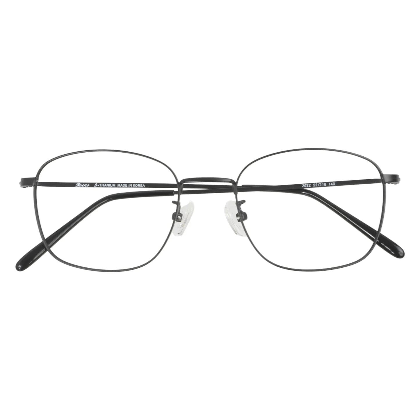 Jindo 101 square titanium prescription eyeglasses, folded view of slim frame