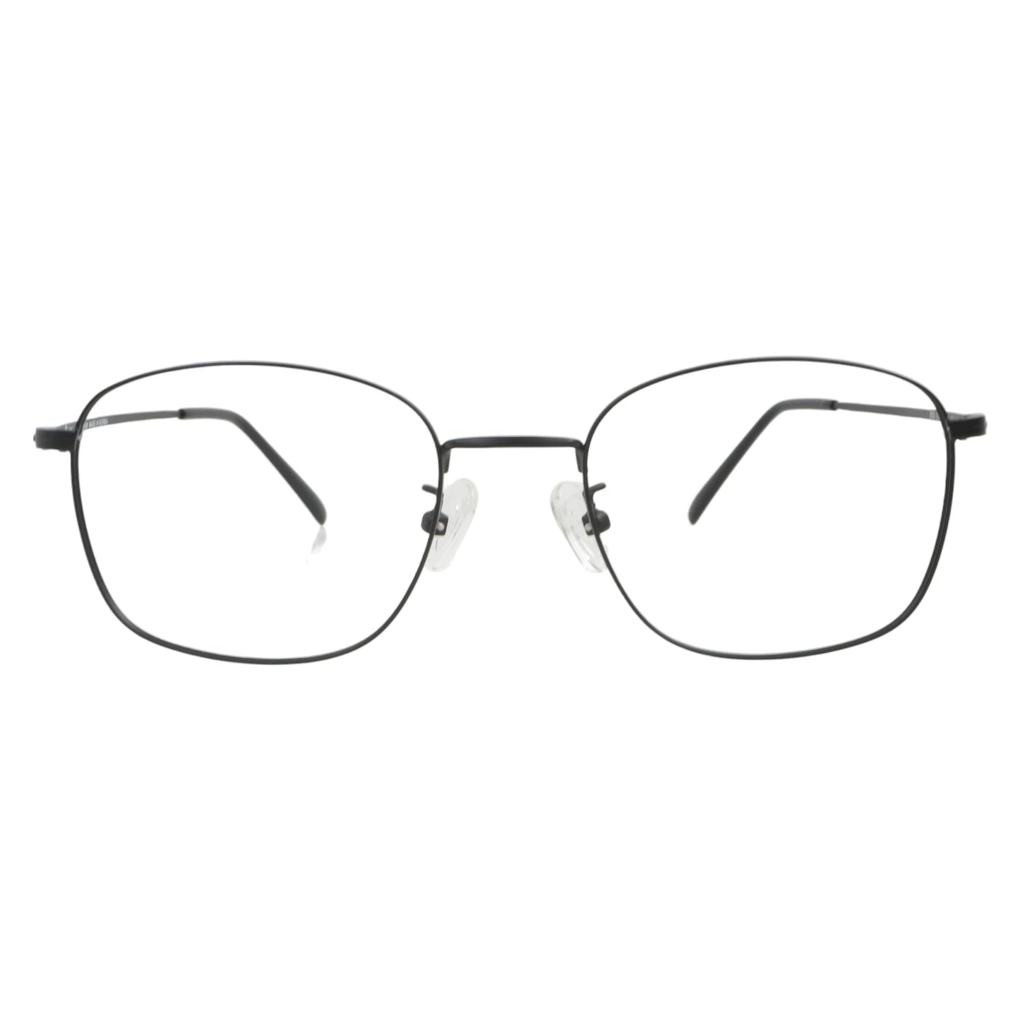 Jindo 101 square titanium prescription eyeglasses in matte black, front view