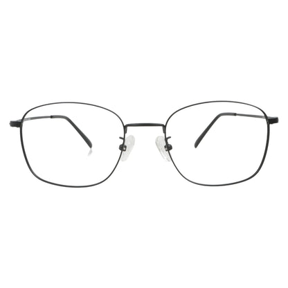 Jindo 101 square titanium prescription eyeglasses in matte black, front view
