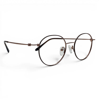 Josun 3000 round titanium prescription eyeglasses, front view of slim frame