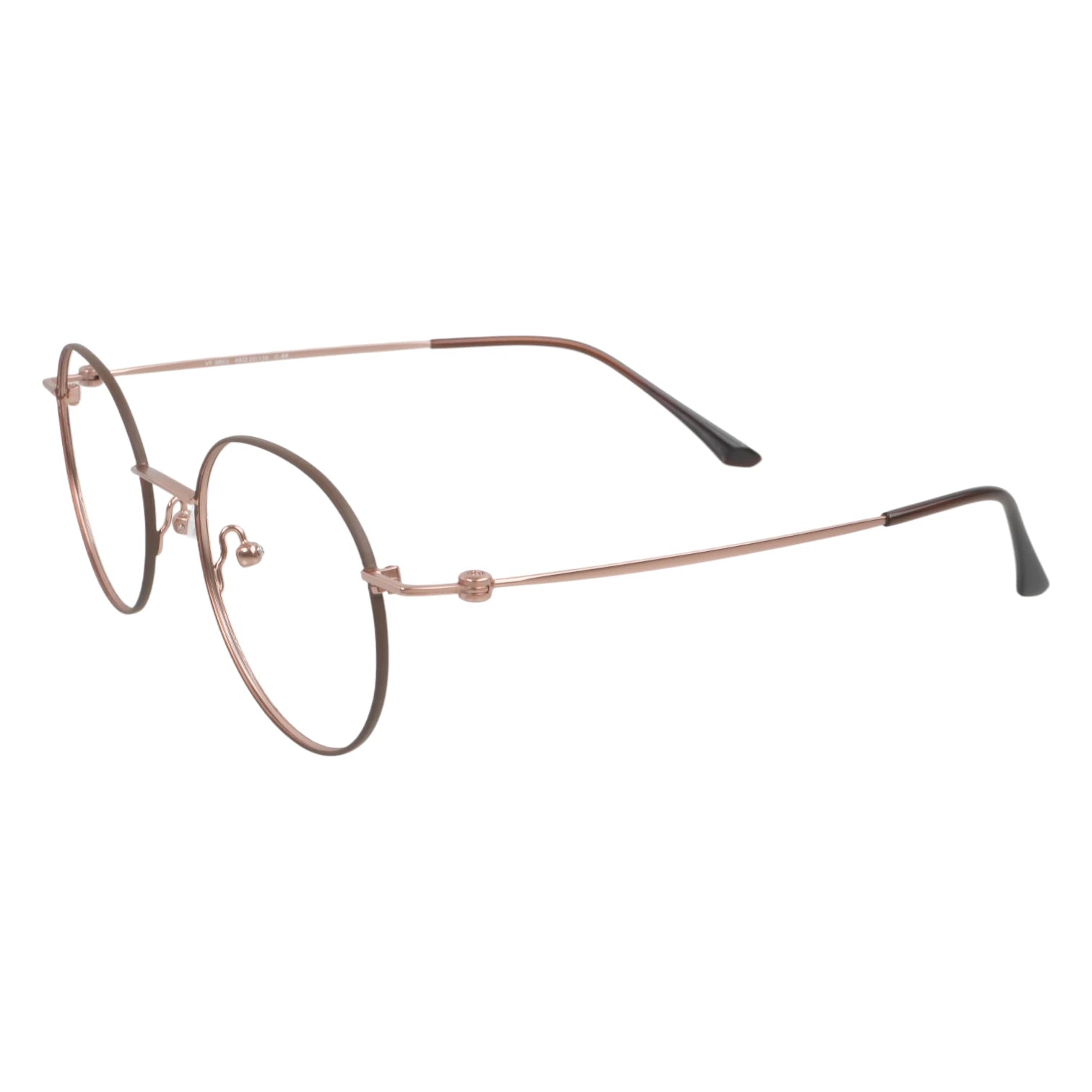 Josun 3000 round titanium prescription eyeglasses, side view with barrel hinges