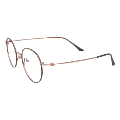 Josun 3000 round titanium prescription eyeglasses, side view with barrel hinges