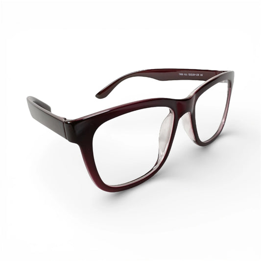 Lisa 611 square TR90 plastic prescription eyeglasses, side view with clear integrated nose pads