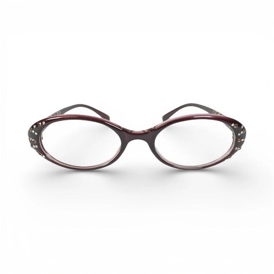 Mr.queen 560 oval TR90 plastic prescription eyeglasses in brown, front view