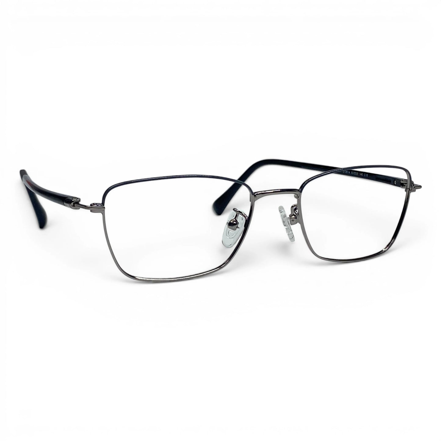 Naru 3014 rectangle metal prescription eyeglasses, front view of slim frame