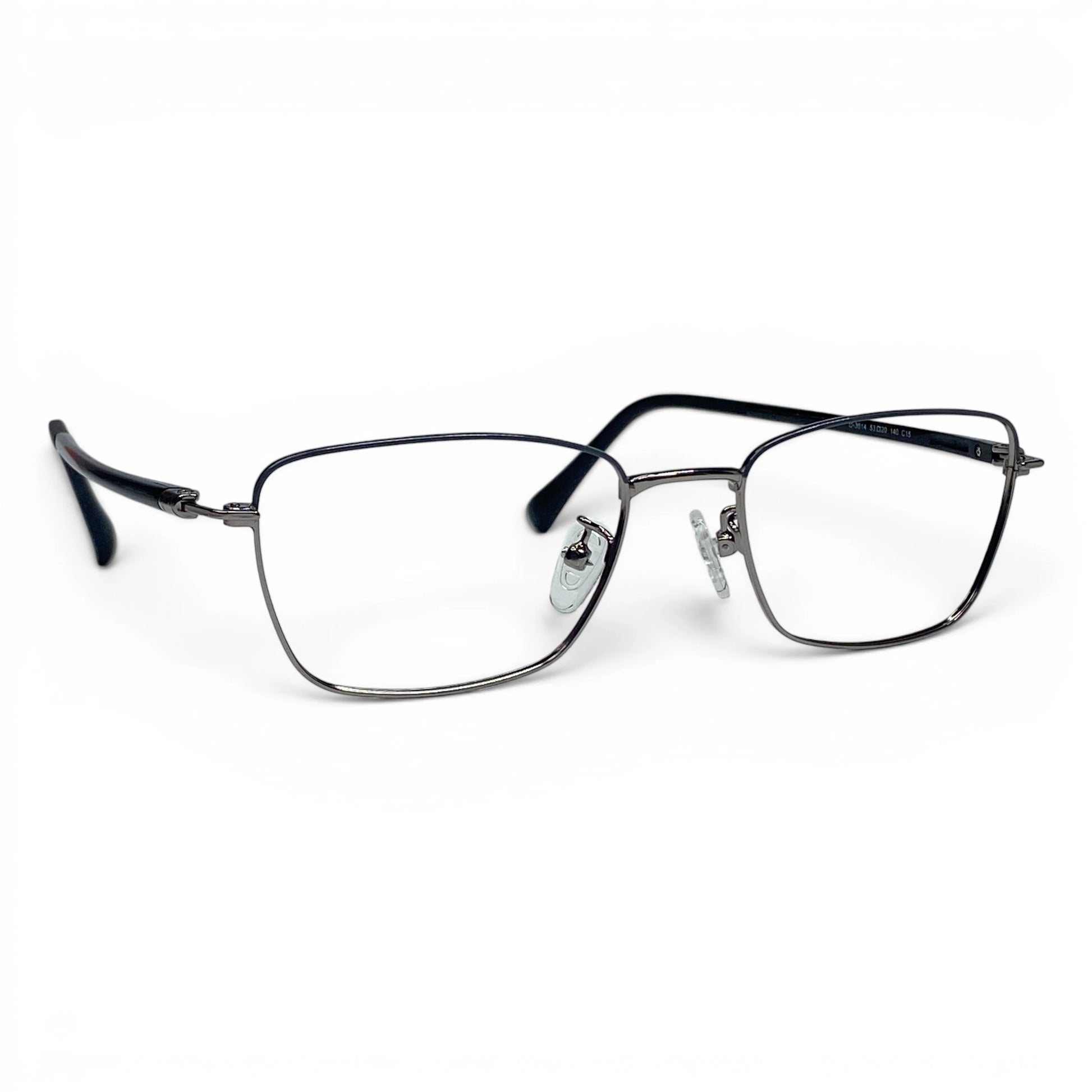 Naru 3014 rectangle metal prescription eyeglasses, front view of slim frame