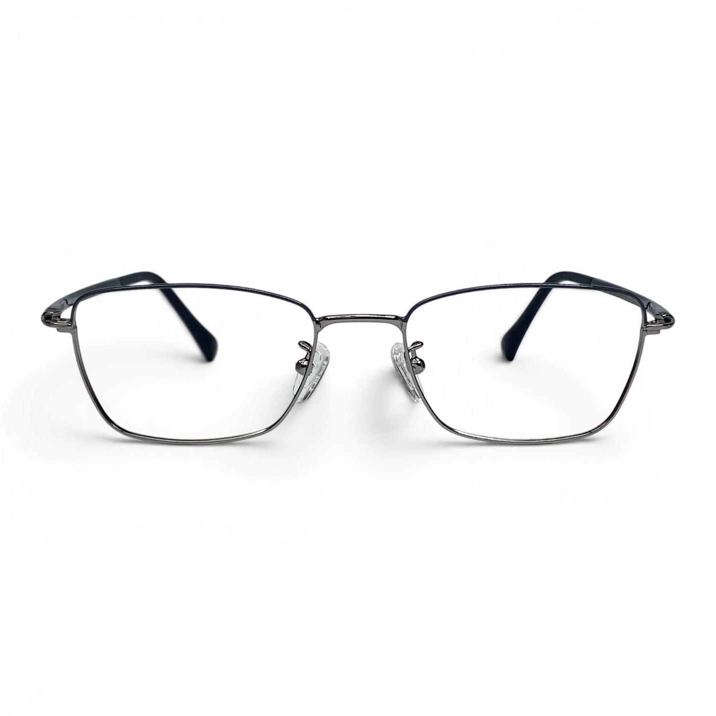 Naru 3014 rectangle metal prescription eyeglasses in silver, front view