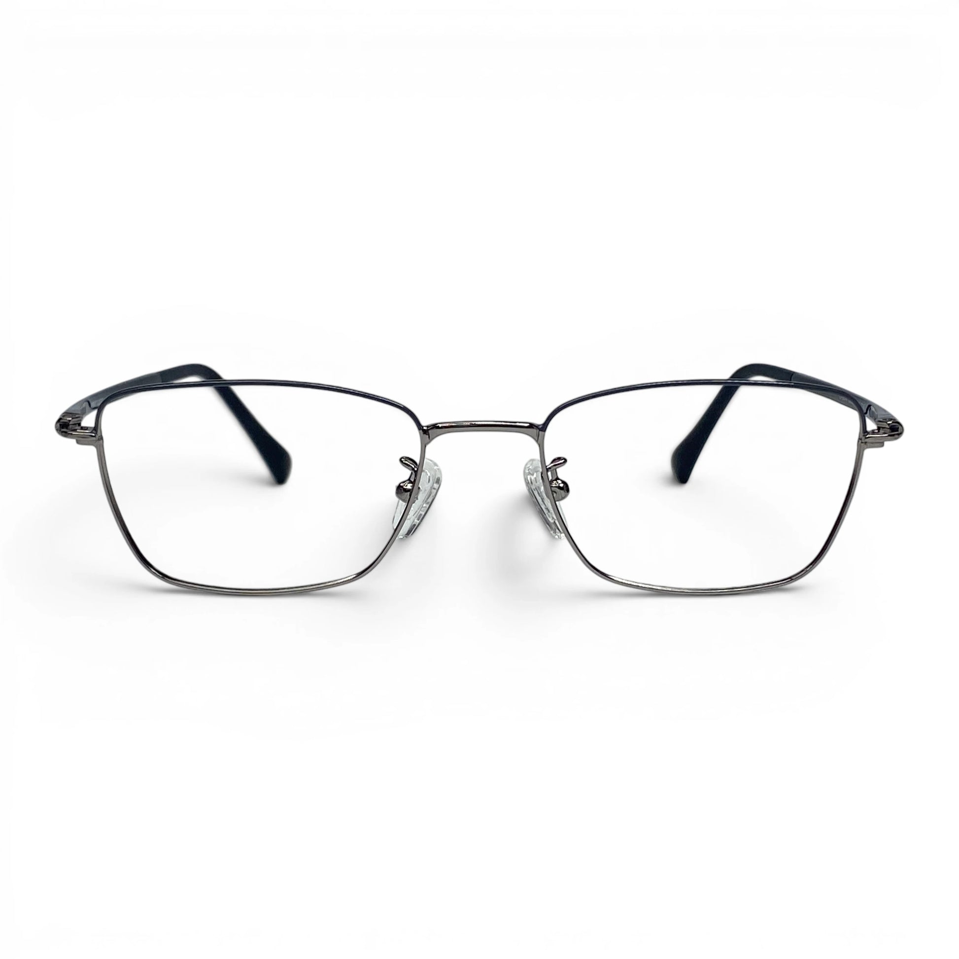 Naru 3014 rectangle metal prescription eyeglasses in silver, front view