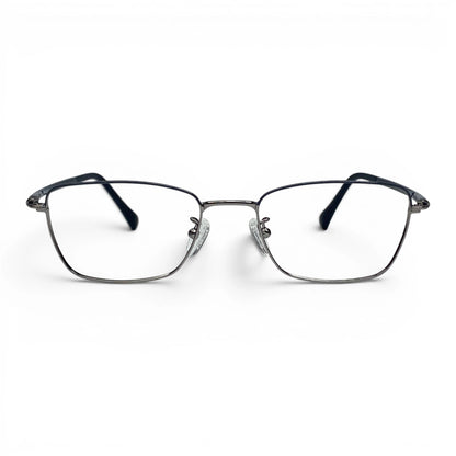 Naru 3014 rectangle metal prescription eyeglasses in silver, front view