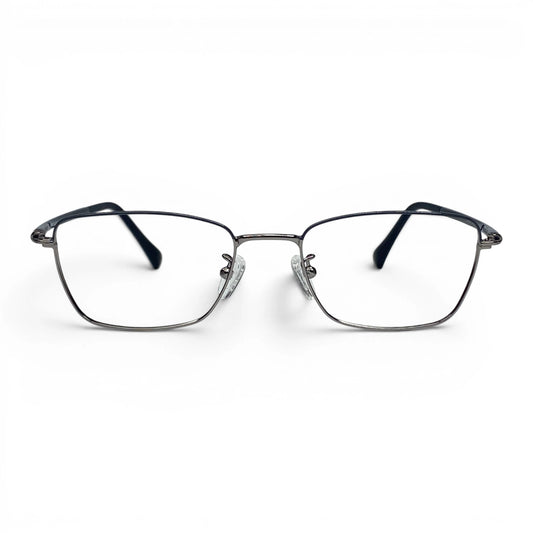 Naru 3014 rectangle metal prescription eyeglasses in silver, front view