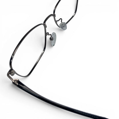 Naru 3014 rectangle metal prescription eyeglasses, close-up of adjustable nosepads