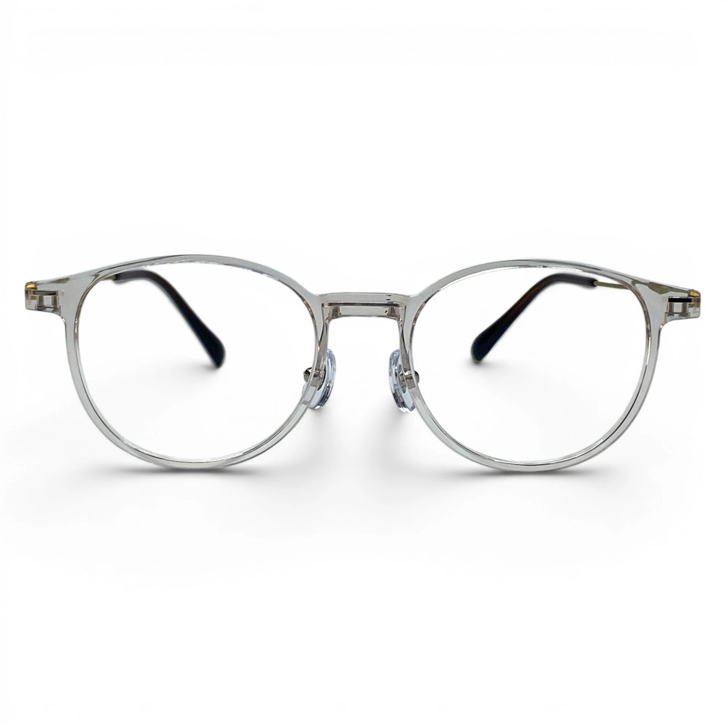 Obba 1602 round titanium ultem prescription eyeglasses in clear, front view
