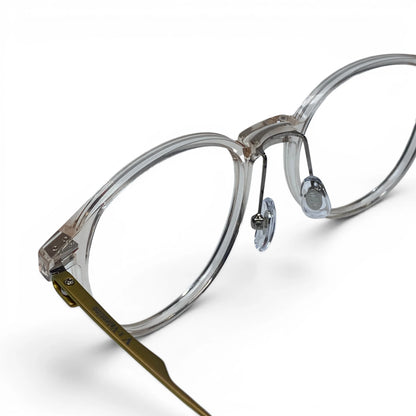 Obba 1602 round titanium ultem prescription eyeglasses, close-up of adjustable pad-arm nosepads