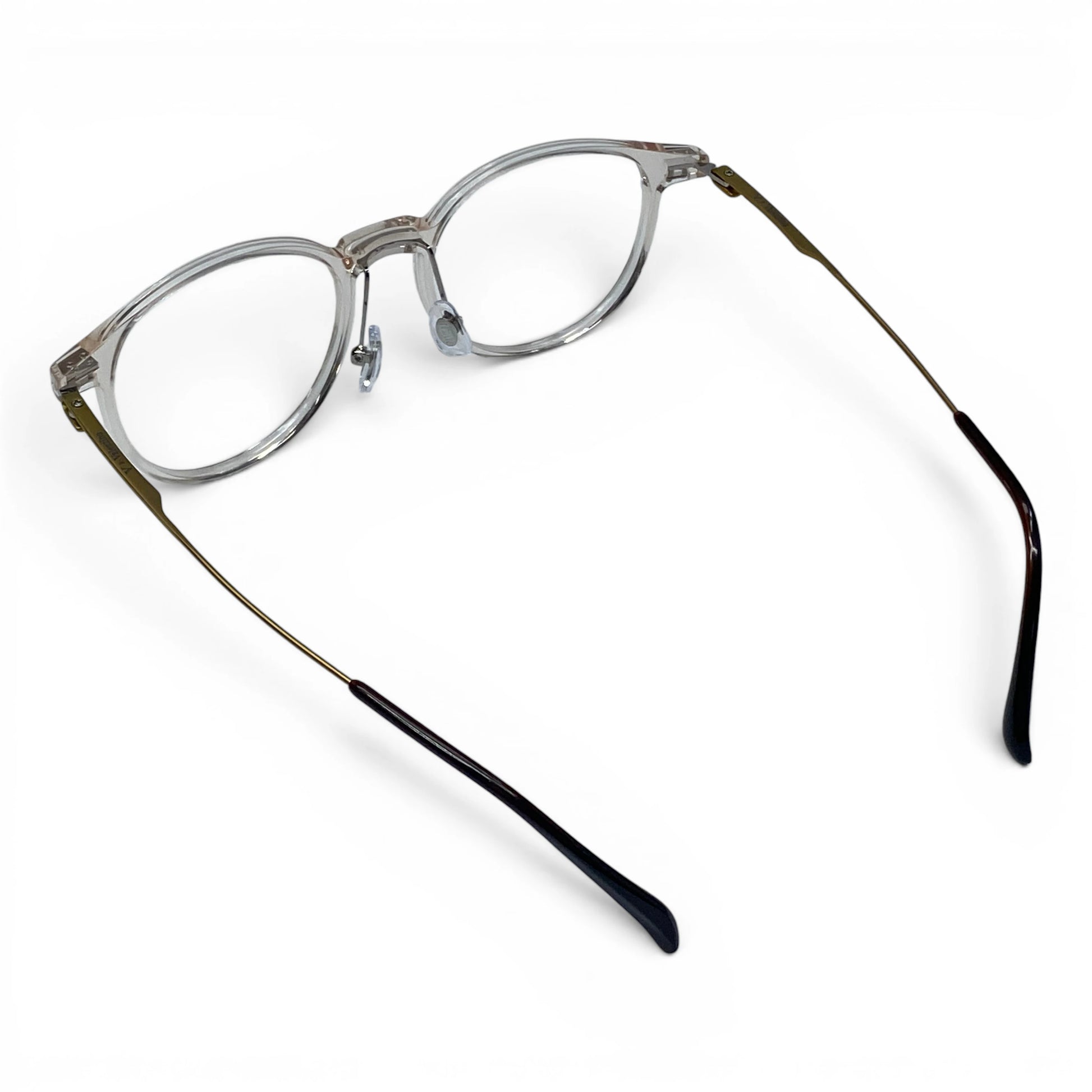 Obba 1602 round titanium ultem prescription eyeglasses, back view with temple tips