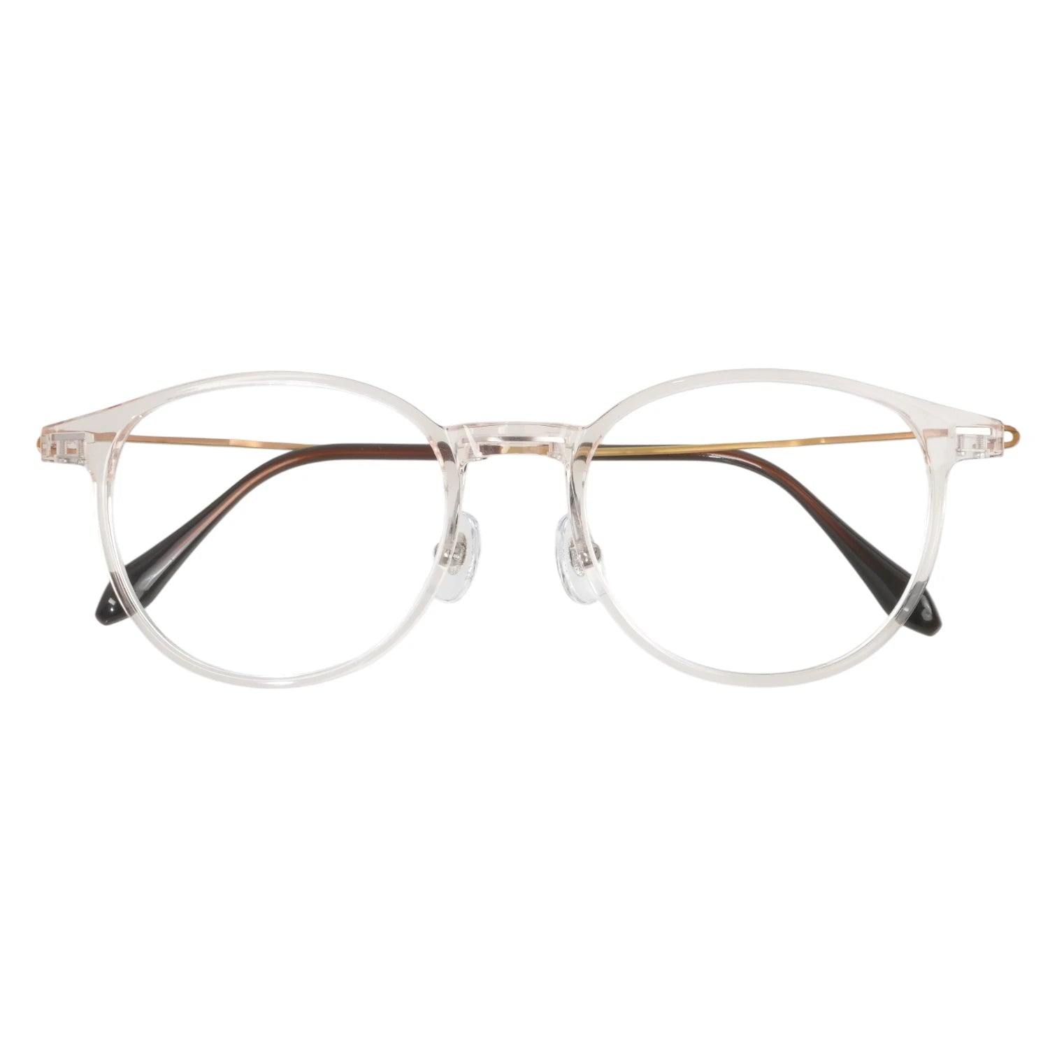 Obba 1602 round ultem front and titanium temple prescription eyeglasses, folded view of slim frame