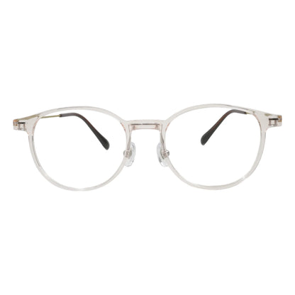 Obba 1602 round ultem front and titanium temple prescription eyeglasses in clear, front view