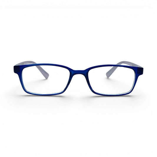 Pureun 558 square TR90 plastic prescription eyeglasses in blue, front view