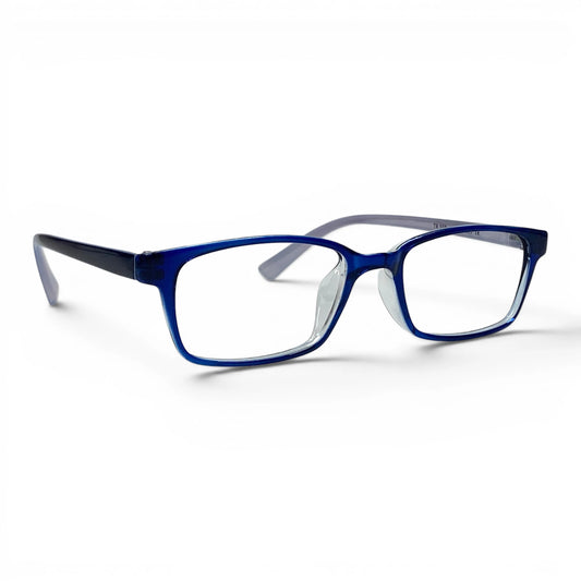 Pureun 558 square TR90 plastic prescription glasses, side view with clear integrated nose pads