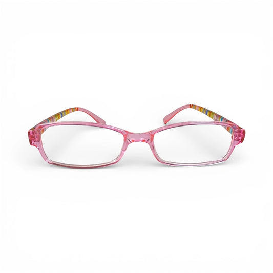 Saekdong 516 rectangle TR90 plastic prescription eyeglasses in pink, front view