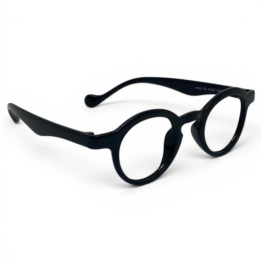 Soule 725 round TR90 plastic eyeglasses, side view showing integrated nose pads