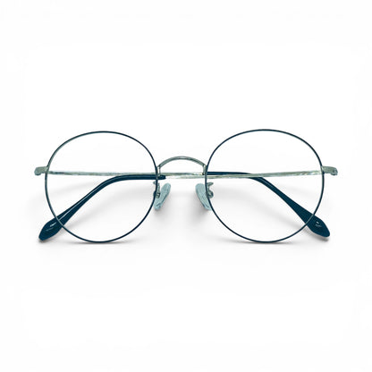 Silver titanium glasses with beta titanium frame, detail view