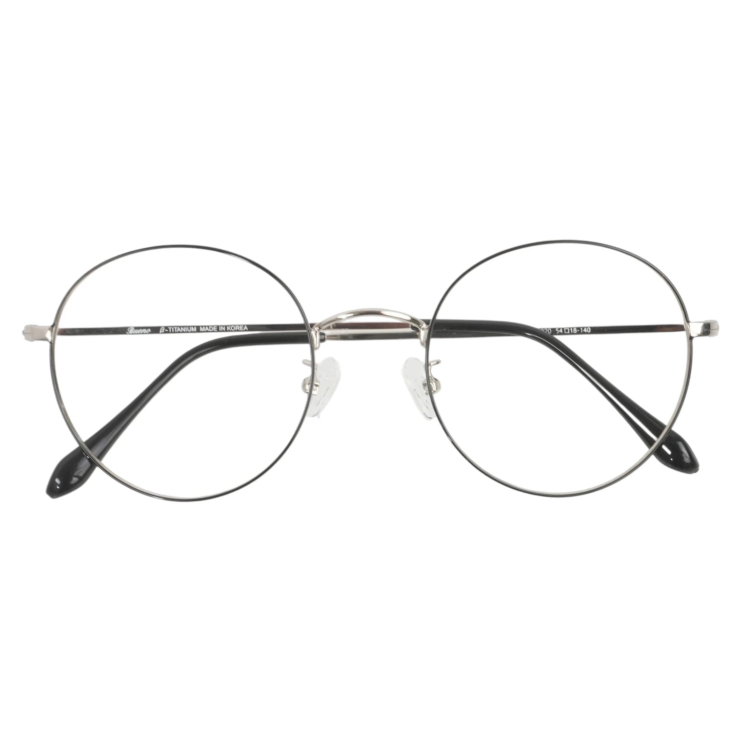 Taekwondo 105 round titanium prescription eyeglasses, folded view of slim frame